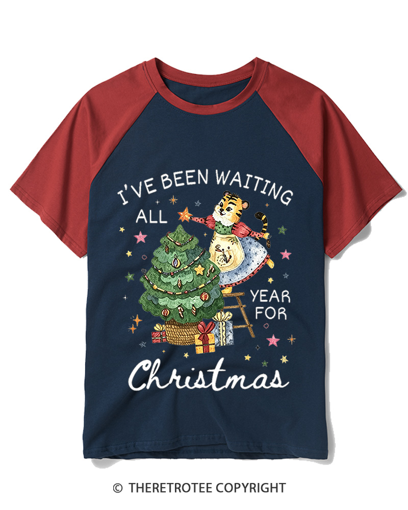 TheRetroTee I’Ve Been Waiting All Year For Christmas1950s Raglan Baseball T-Shirt