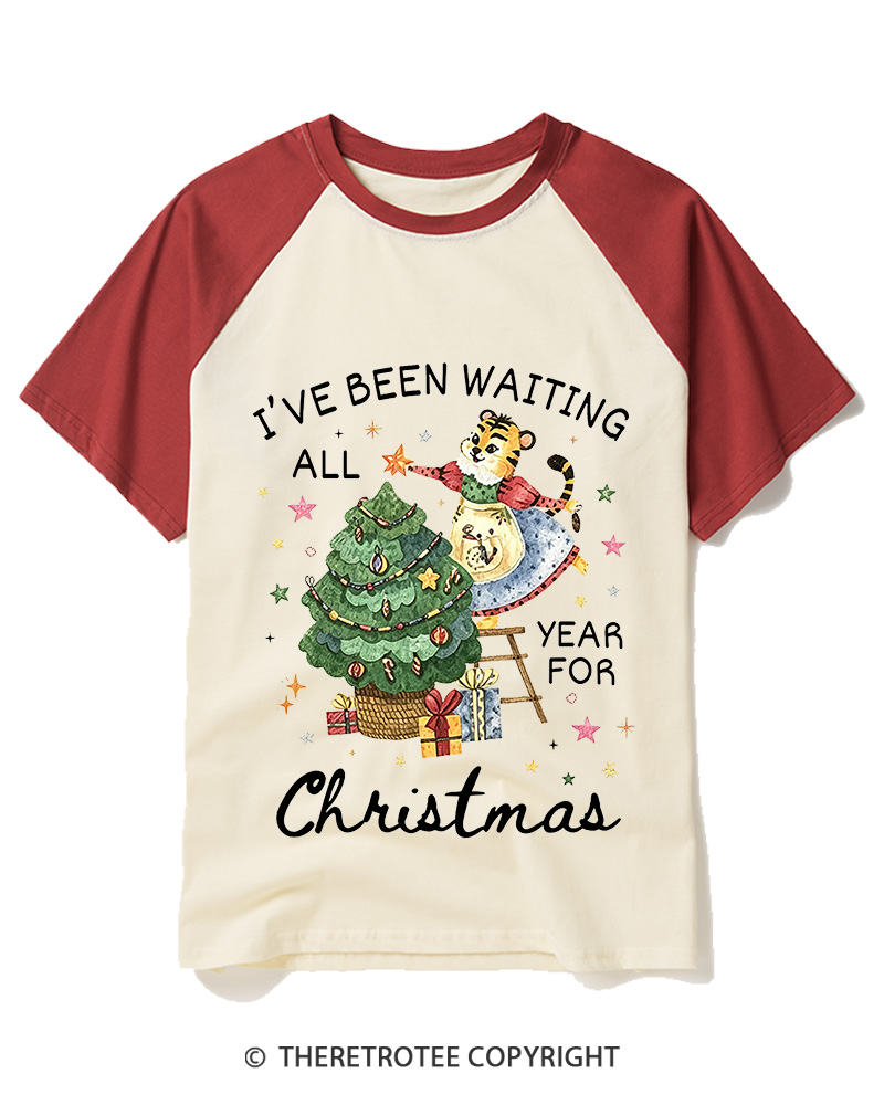 TheRetroTee I’Ve Been Waiting All Year For Christmas1950s Raglan Baseball T-Shirt