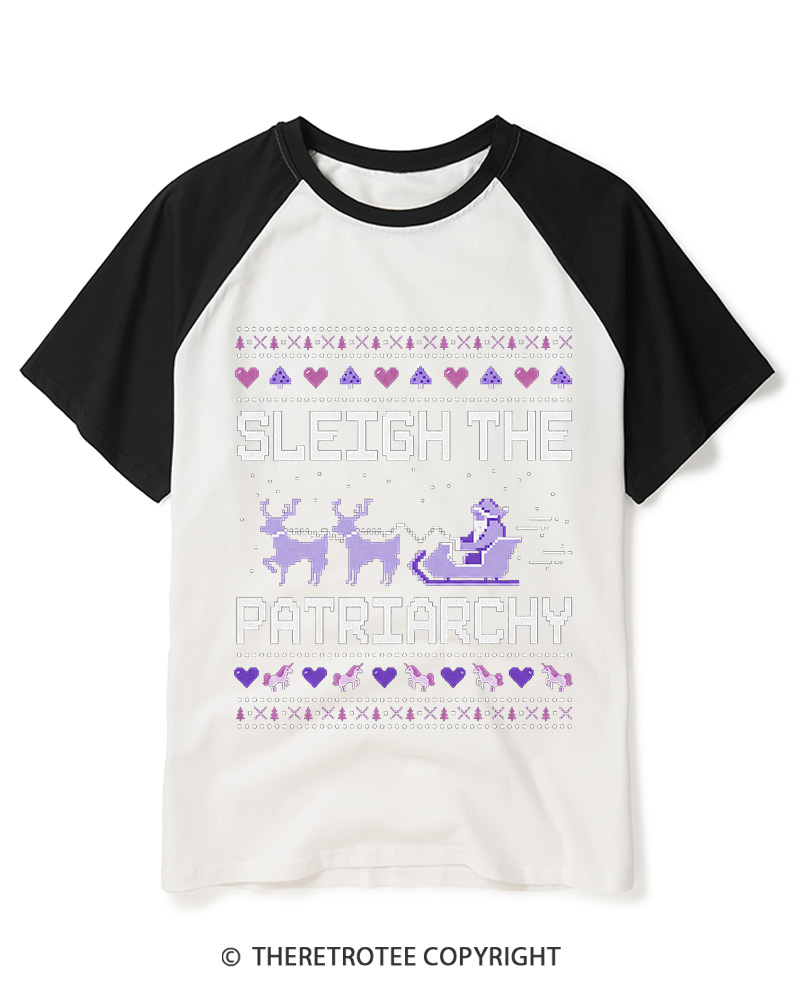 TheRetroTee Sleigh The Patriarchy1980s Raglan Baseball T-Shirt