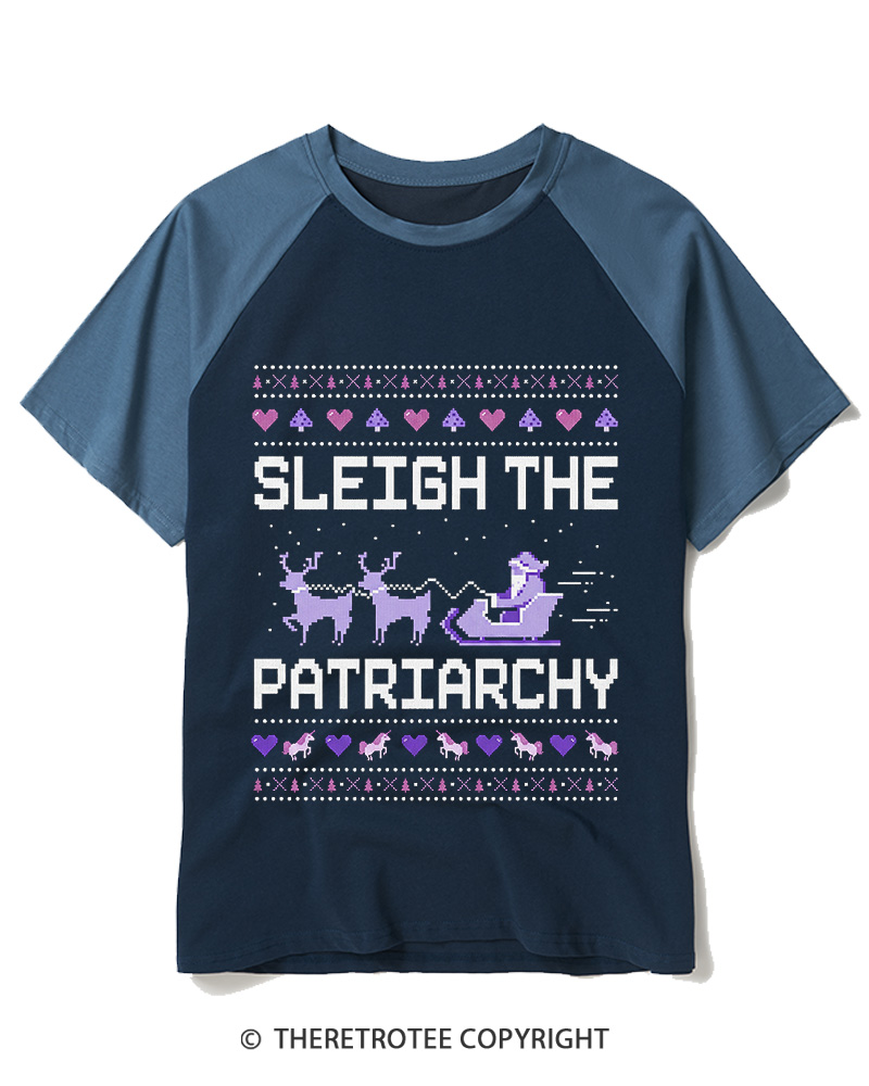 TheRetroTee Sleigh The Patriarchy1980s Raglan Baseball T-Shirt