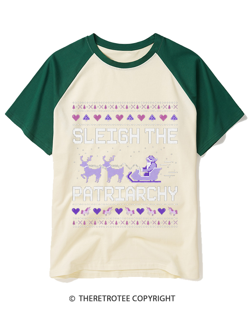 TheRetroTee Sleigh The Patriarchy1980s Raglan Baseball T-Shirt