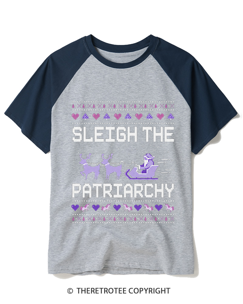 TheRetroTee Sleigh The Patriarchy1980s Raglan Baseball T-Shirt