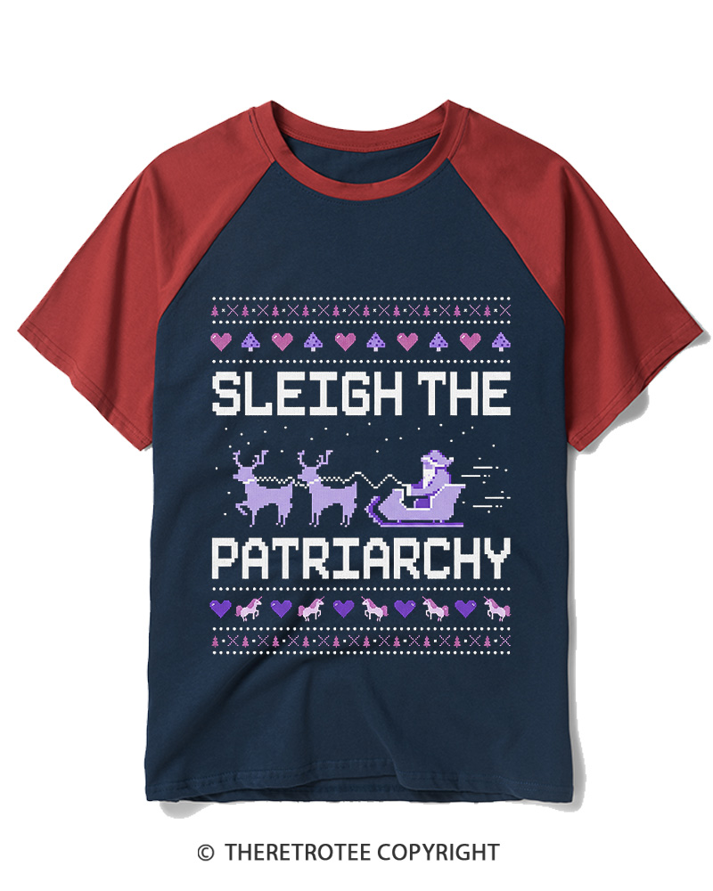TheRetroTee Sleigh The Patriarchy1980s Raglan Baseball T-Shirt