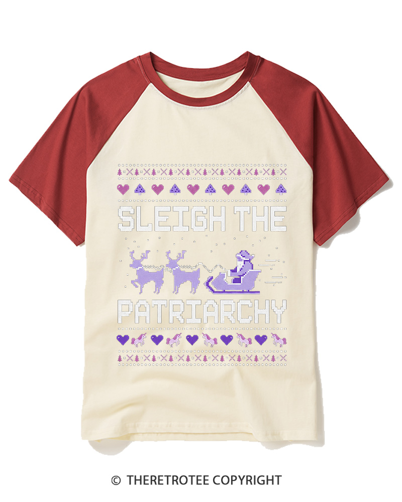 TheRetroTee Sleigh The Patriarchy1980s Raglan Baseball T-Shirt