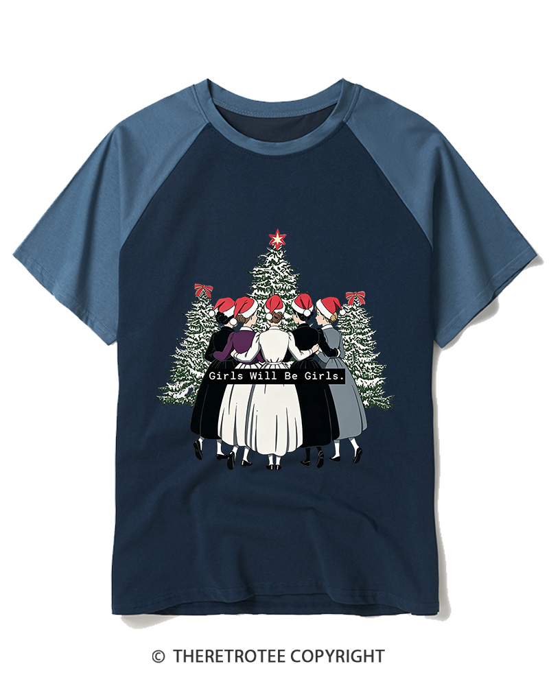 TheRetroTee Girls Will Be Girls1960s Raglan Baseball T-Shirt