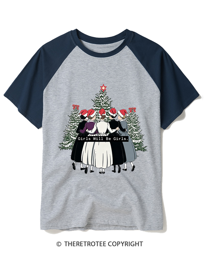 TheRetroTee Girls Will Be Girls1960s Raglan Baseball T-Shirt