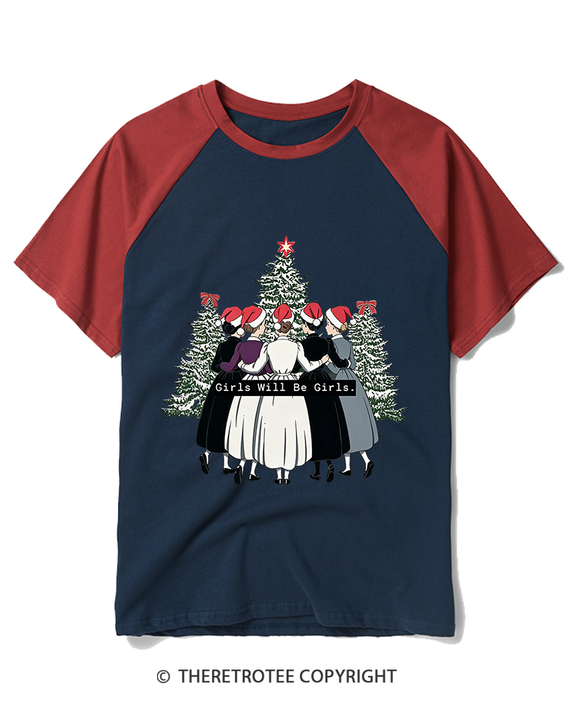 TheRetroTee Girls Will Be Girls1960s Raglan Baseball T-Shirt