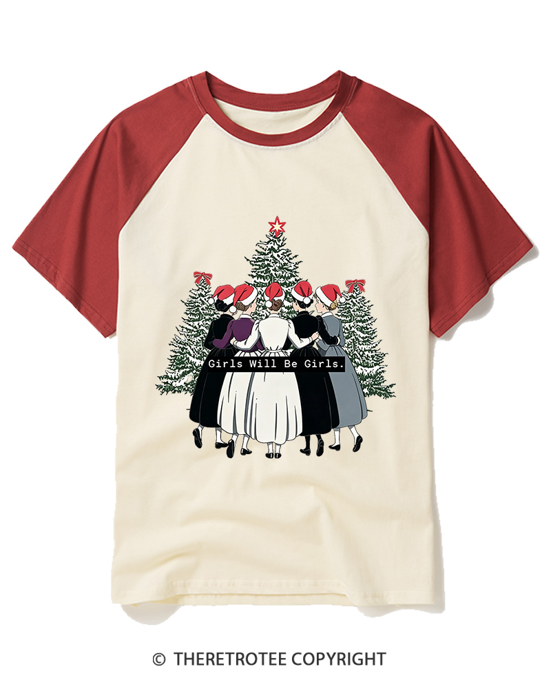 TheRetroTee Girls Will Be Girls1960s Raglan Baseball T-Shirt