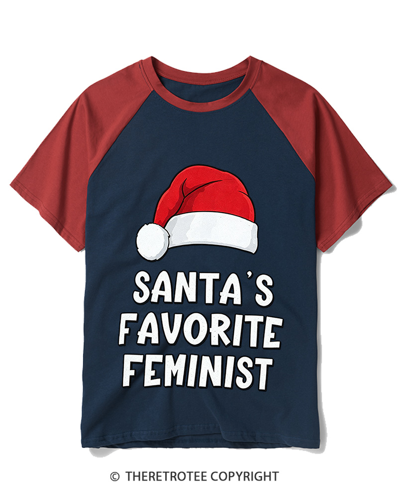 TheRetroTee Santa’s Favorite Feminist2000s Raglan Baseball T-Shirt