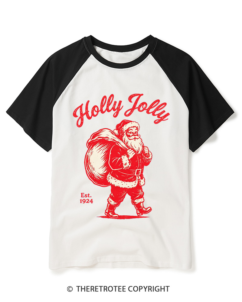 TheRetroTee Holly Jolly 1920s Raglan Baseball T-Shirt