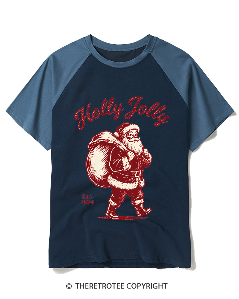 TheRetroTee Holly Jolly 1920s Raglan Baseball T-Shirt