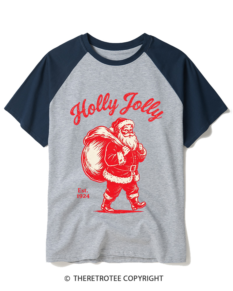 TheRetroTee Holly Jolly 1920s Raglan Baseball T-Shirt