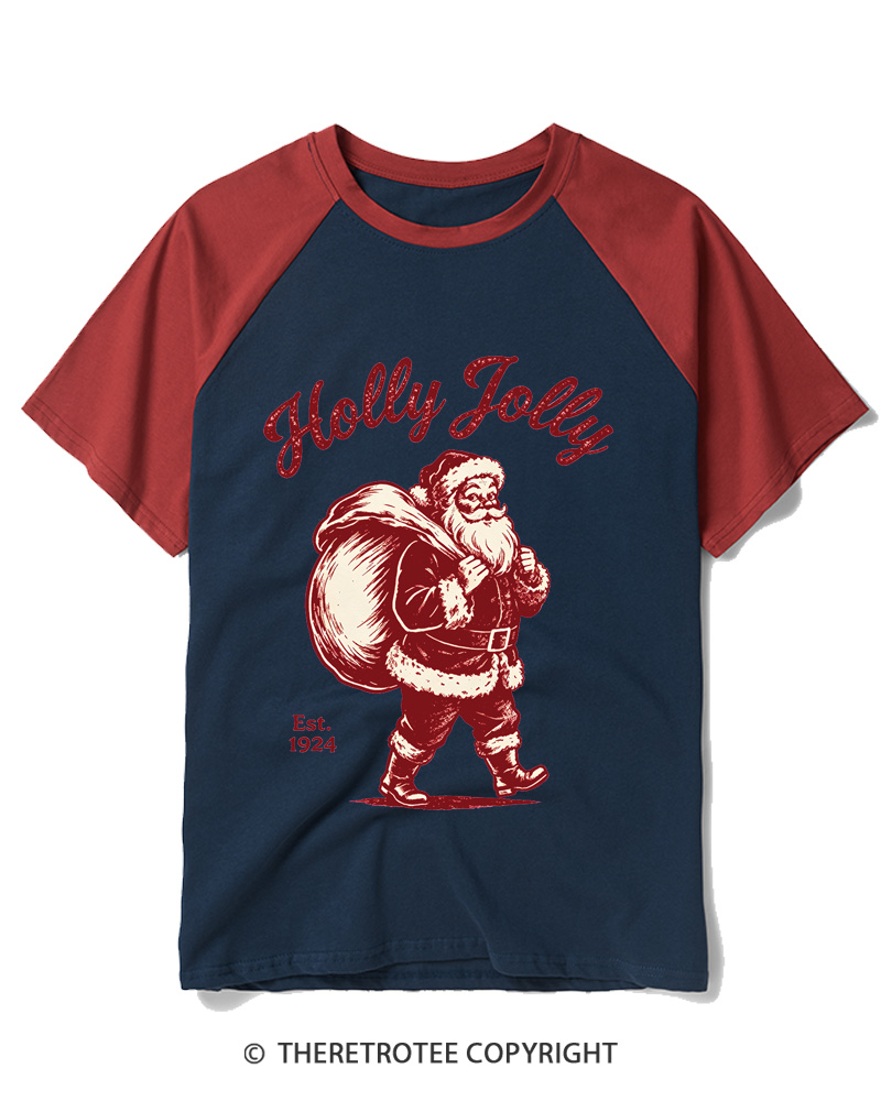 TheRetroTee Holly Jolly 1920s Raglan Baseball T-Shirt