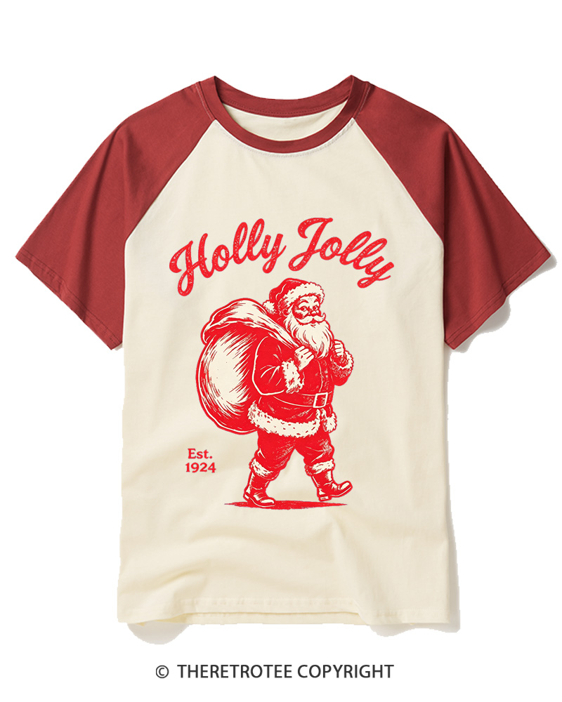 TheRetroTee Holly Jolly 1920s Raglan Baseball T-Shirt