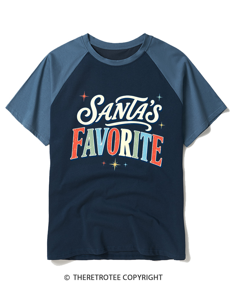 TheRetroTee Santa’s Favorite 1970s Raglan Baseball T-Shirt