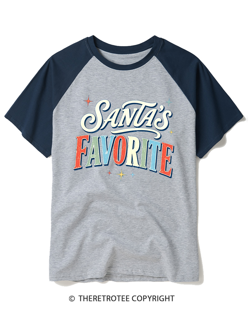 TheRetroTee Santa’s Favorite 1970s Raglan Baseball T-Shirt