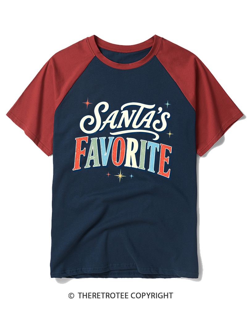 TheRetroTee Santa’s Favorite 1970s Raglan Baseball T-Shirt