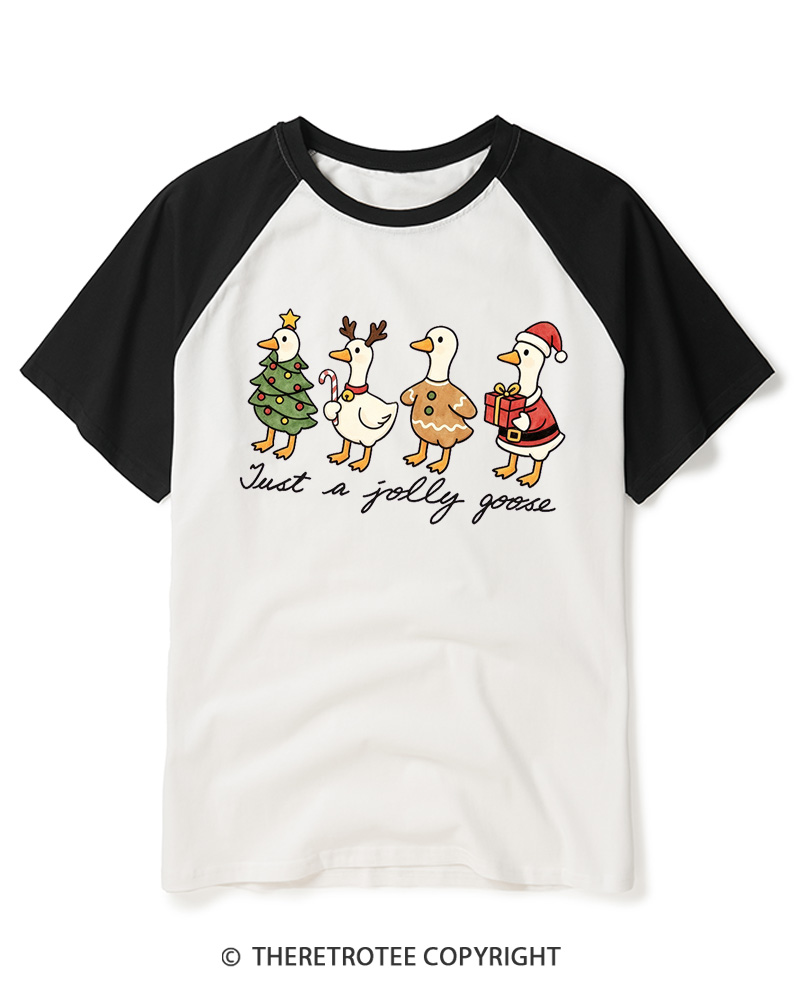 TheRetroTee Just a jolly goose 2000s Raglan Baseball T-Shirt