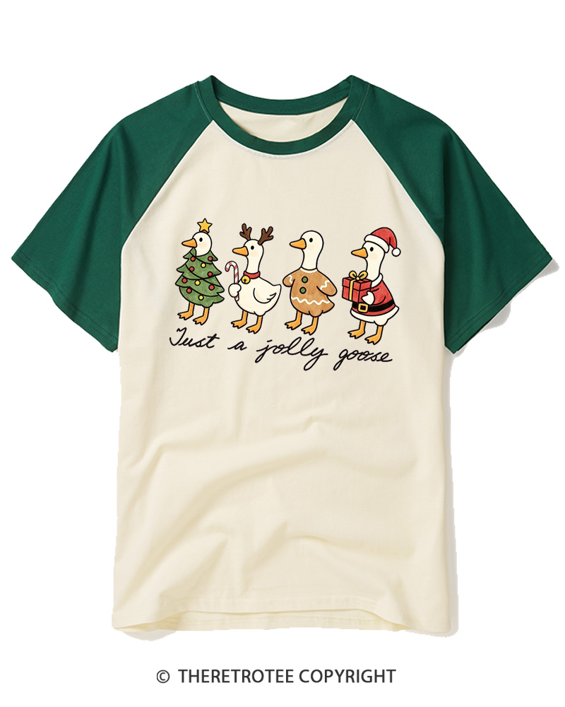 TheRetroTee Just a jolly goose 2000s Raglan Baseball T-Shirt