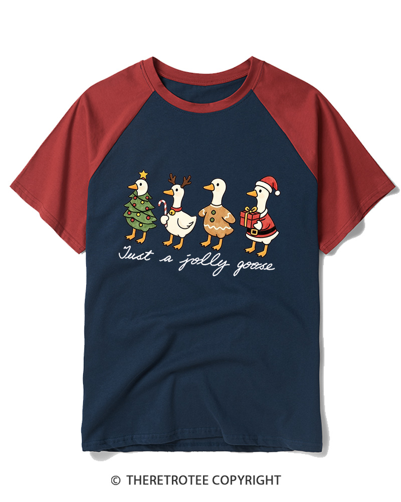 TheRetroTee Just a jolly goose 2000s Raglan Baseball T-Shirt