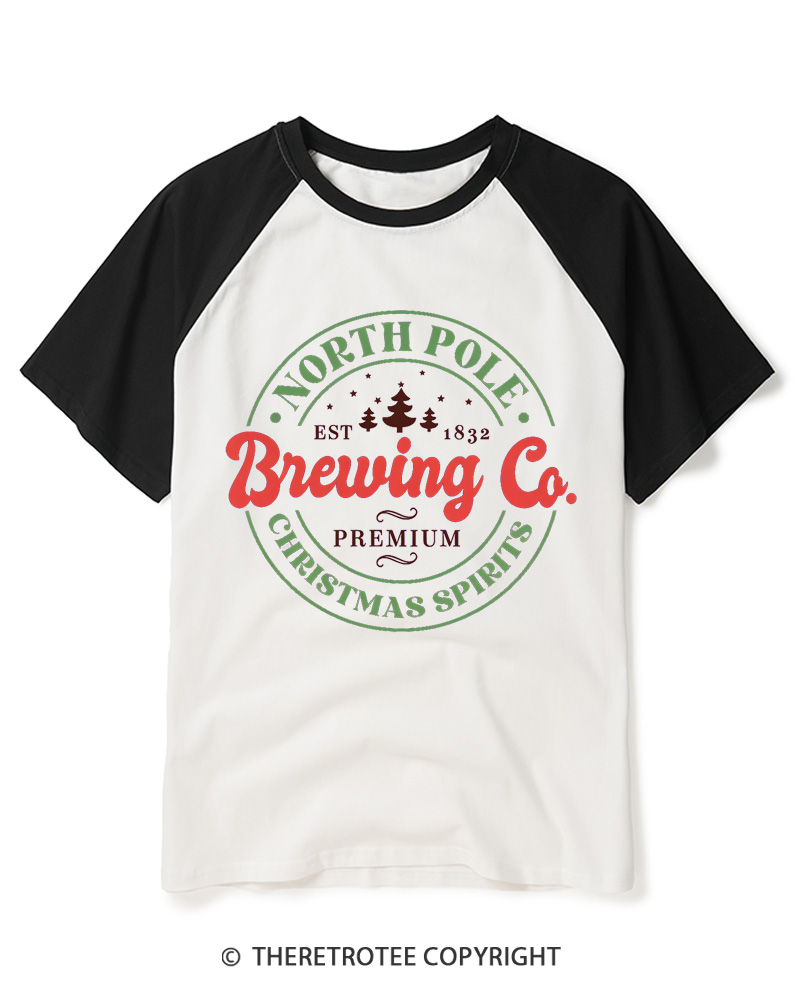 TheRetroTee North Pole Brewing Co. 1960s Raglan Baseball T-Shirt