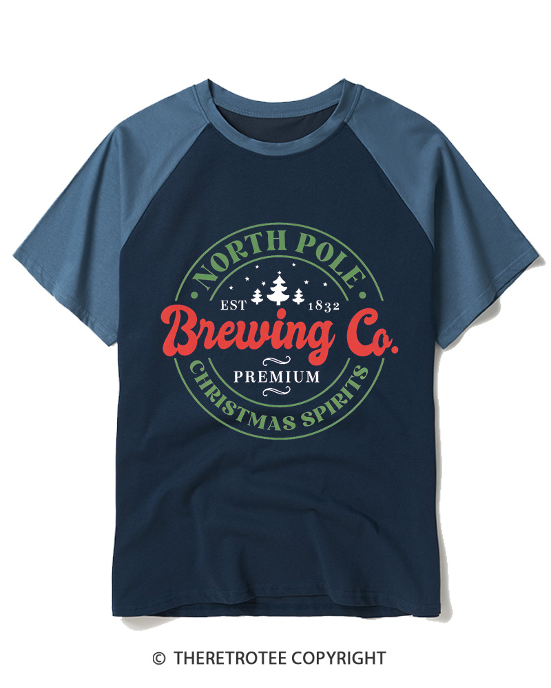 TheRetroTee North Pole Brewing Co. 1960s Raglan Baseball T-Shirt