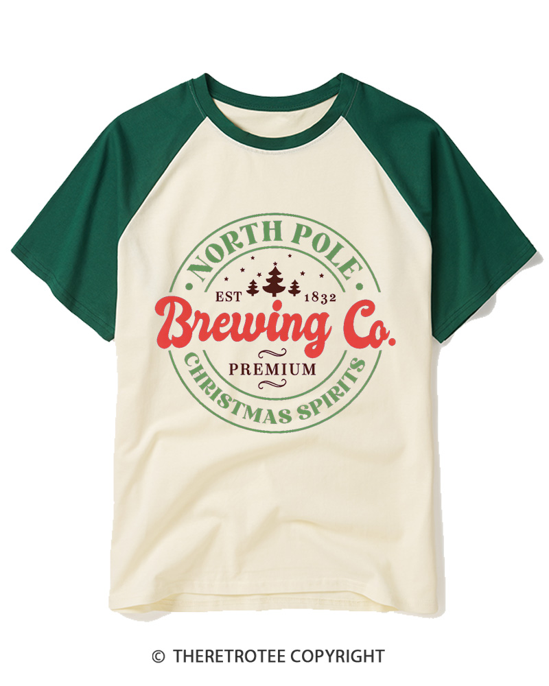 TheRetroTee North Pole Brewing Co. 1960s Raglan Baseball T-Shirt