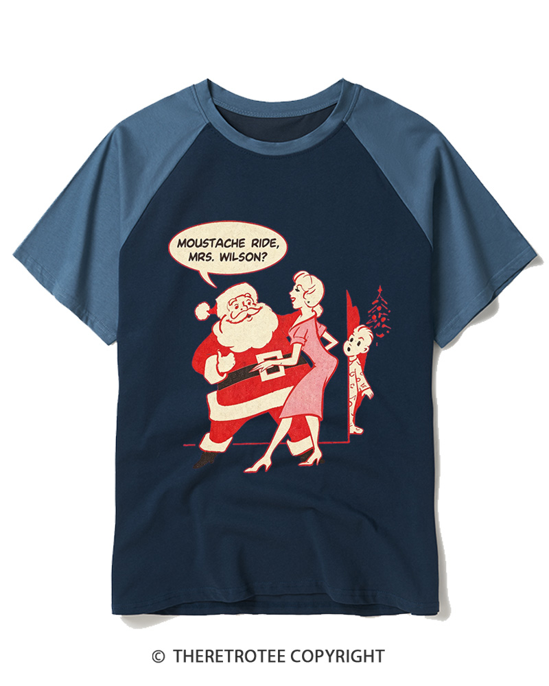 TheRetroTee Moustache Ride, Mrs. Wilson 1950s Raglan Baseball T-Shirt