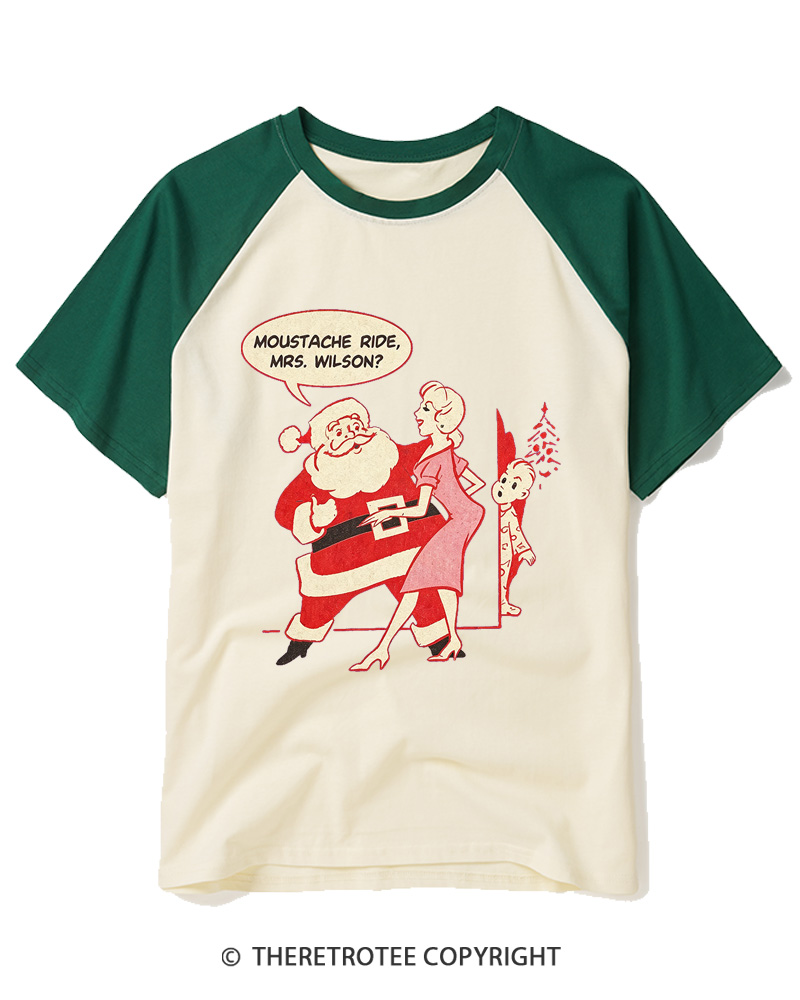 TheRetroTee Moustache Ride, Mrs. Wilson 1950s Raglan Baseball T-Shirt