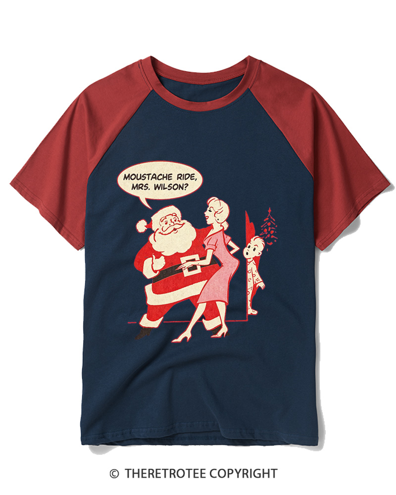 TheRetroTee Moustache Ride, Mrs. Wilson 1950s Raglan Baseball T-Shirt