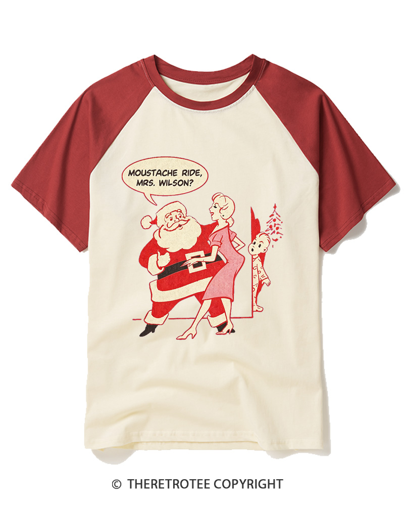TheRetroTee Moustache Ride, Mrs. Wilson 1950s Raglan Baseball T-Shirt