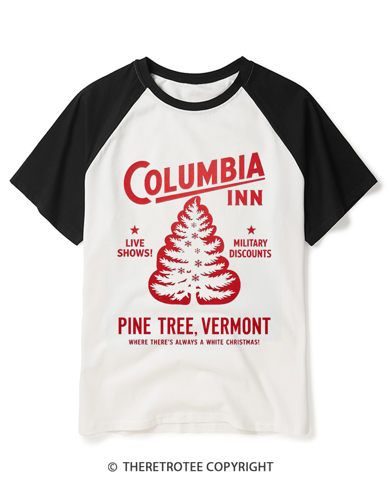 TheRetroTee Columbia Inn 1950s Raglan Baseball T-Shirt
