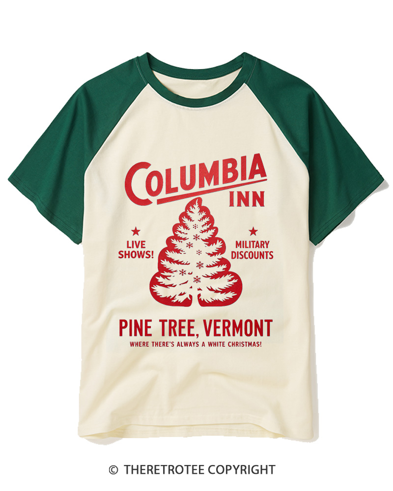 TheRetroTee Columbia Inn 1950s Raglan Baseball T-Shirt