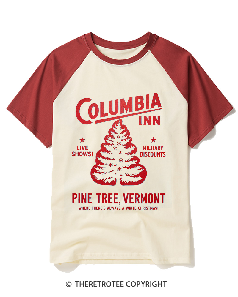 TheRetroTee Columbia Inn 1950s Raglan Baseball T-Shirt