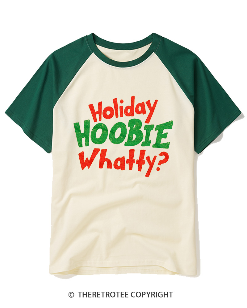 TheRetroTee Holiday Hoobie Whaty 2000s Raglan Baseball T-Shirt