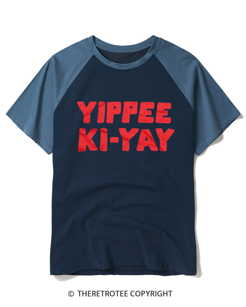 TheRetroTee Yippee Ki-Yay 1980s Raglan Baseball T-Shirt