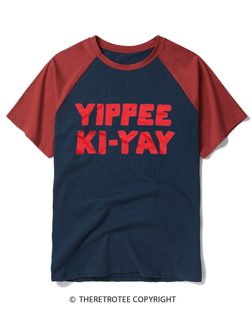 TheRetroTee Yippee Ki-Yay 1980s Raglan Baseball T-Shirt