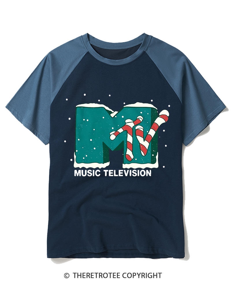 TheRetroTee Mtv Music Television 1990s Raglan Baseball T-Shirt