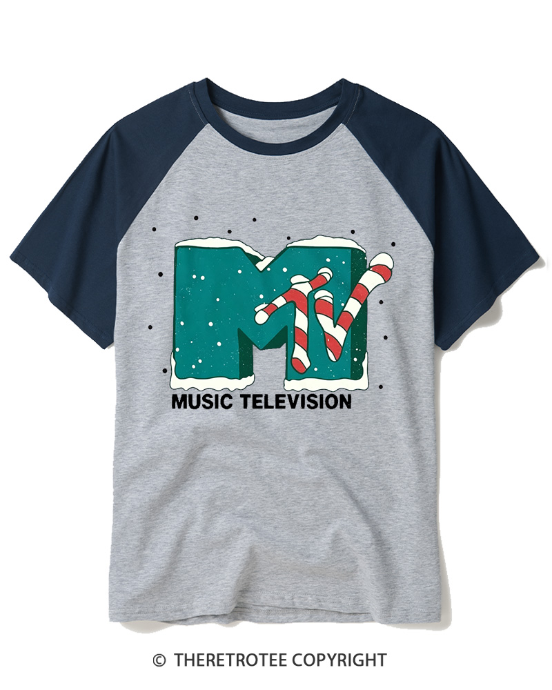 TheRetroTee Mtv Music Television 1990s Raglan Baseball T-Shirt