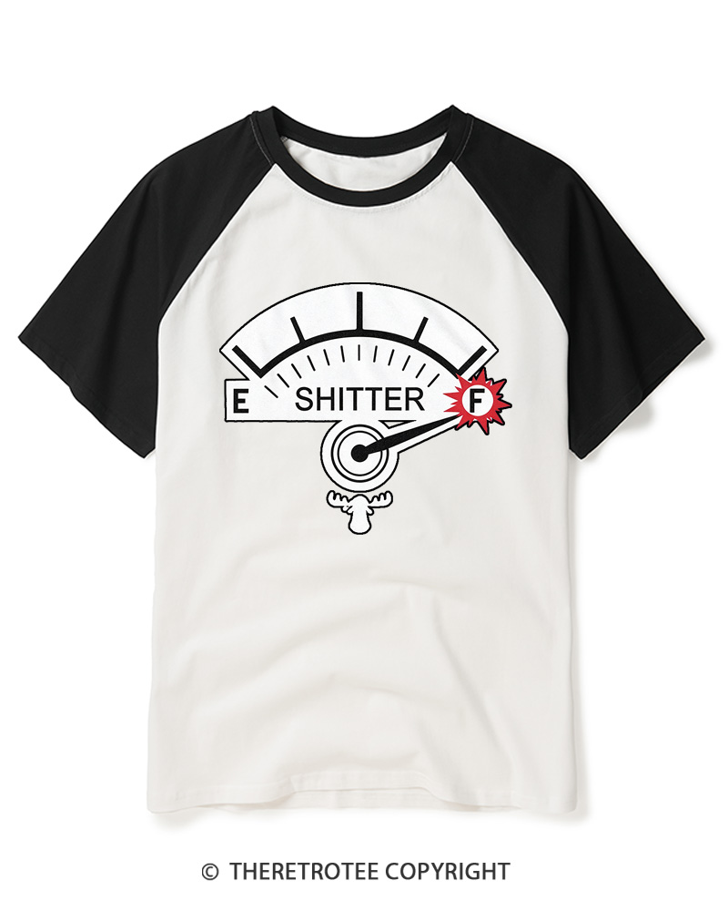 TheRetroTee Shitter 1980s Raglan Baseball T-Shirt