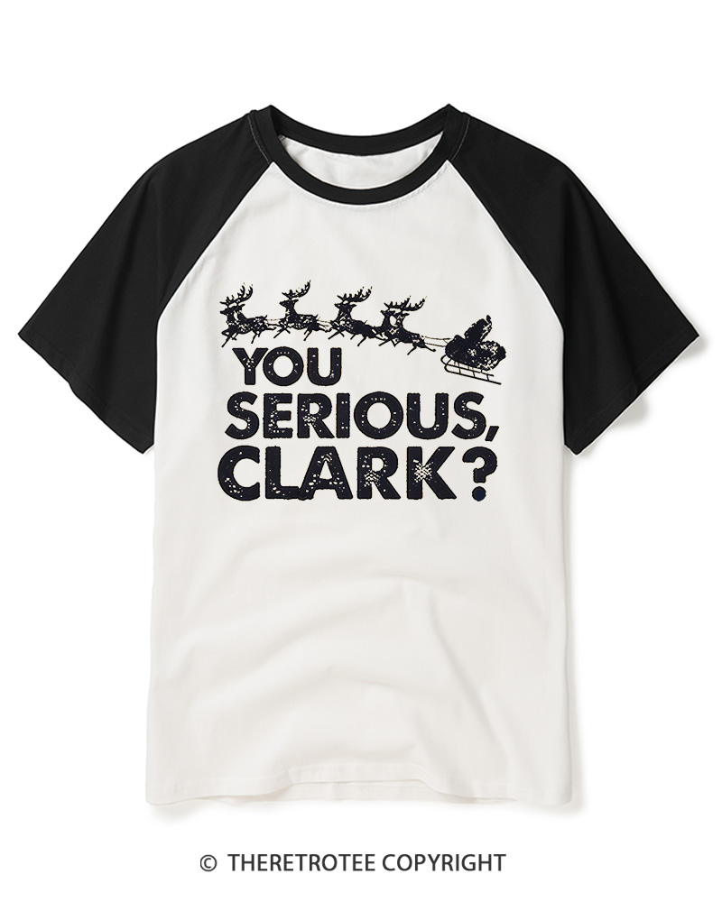 TheRetroTee You Serious, Clark 1980s Raglan Baseball T-Shirt