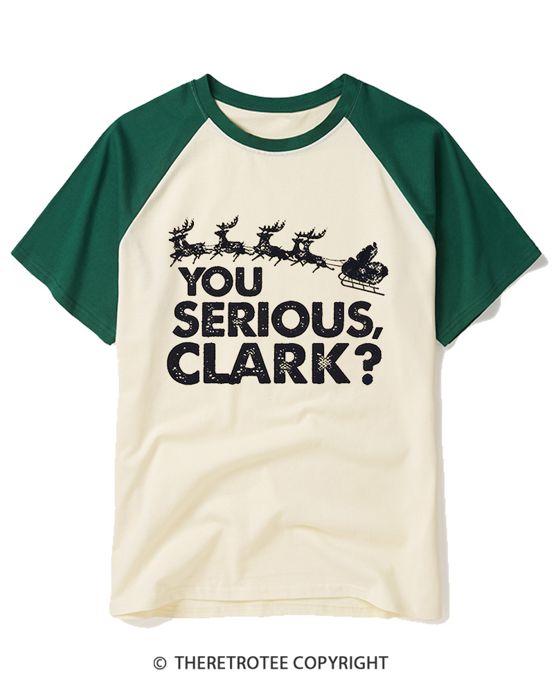 TheRetroTee You Serious, Clark 1980s Raglan Baseball T-Shirt