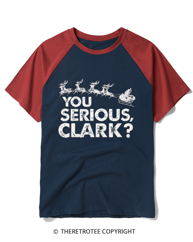 TheRetroTee You Serious, Clark 1980s Raglan Baseball T-Shirt