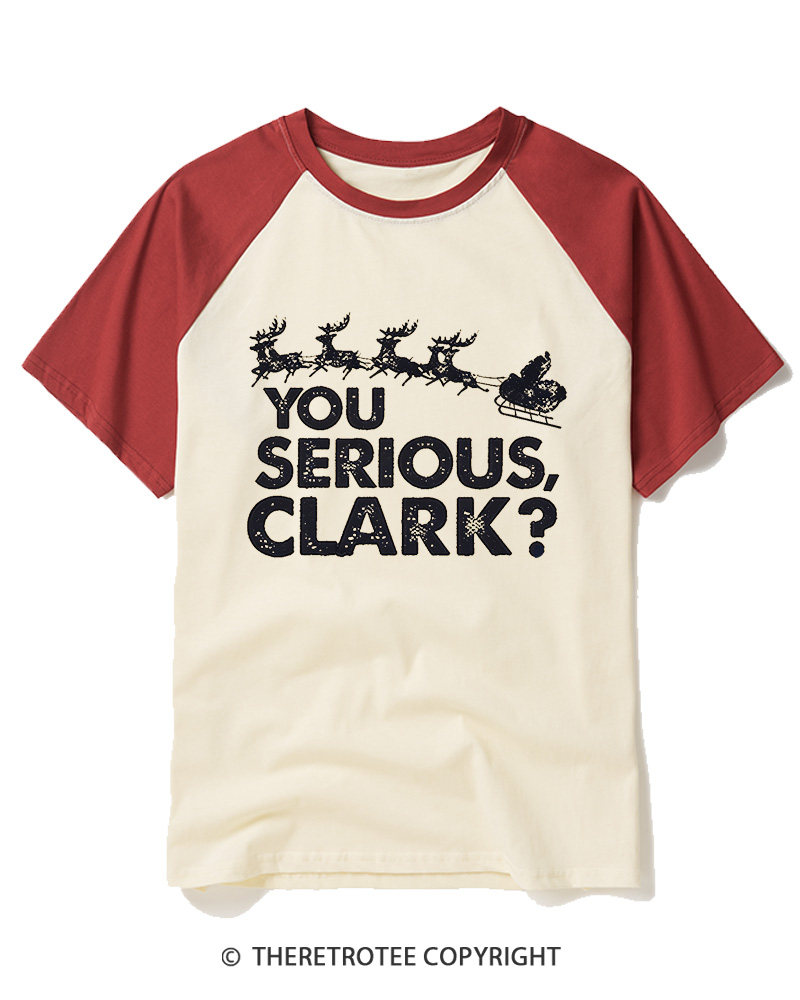 TheRetroTee You Serious, Clark 1980s Raglan Baseball T-Shirt