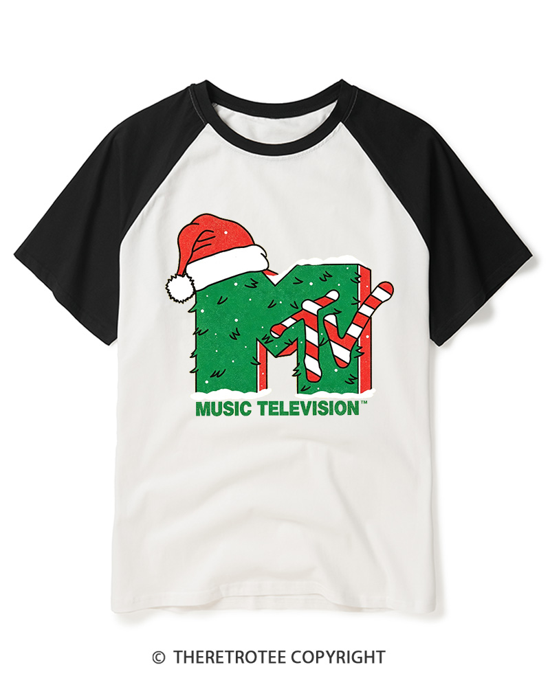 TheRetroTee Mtv Music Television 1980s Raglan Baseball T-Shirt
