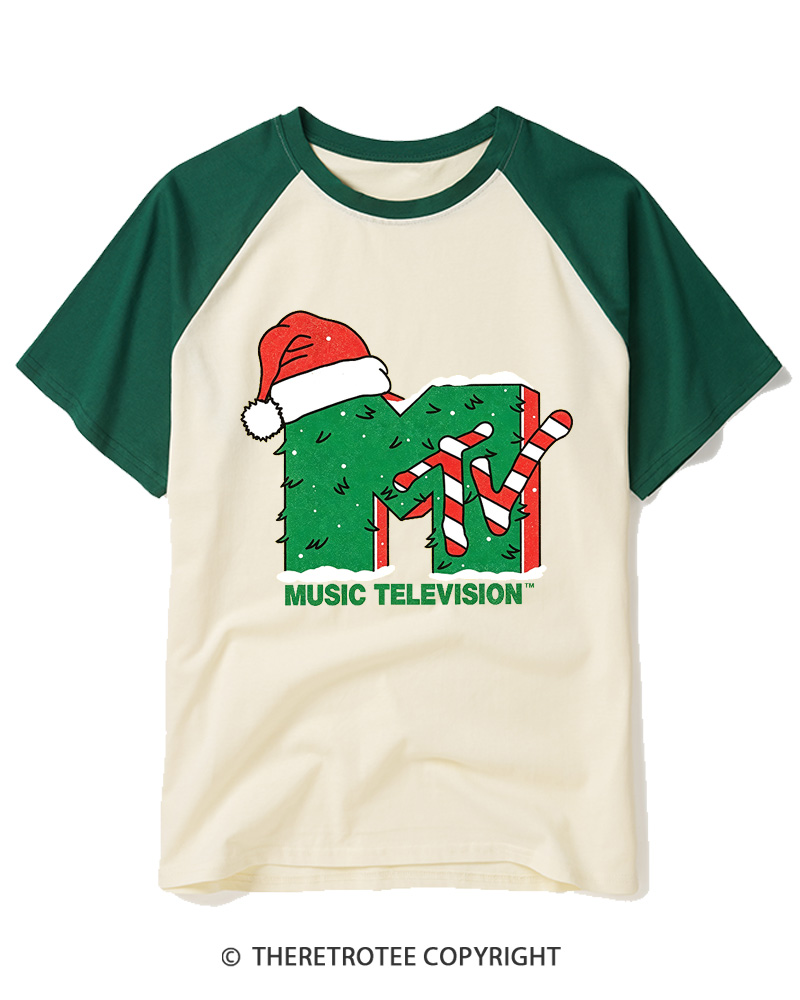 TheRetroTee Mtv Music Television 1980s Raglan Baseball T-Shirt