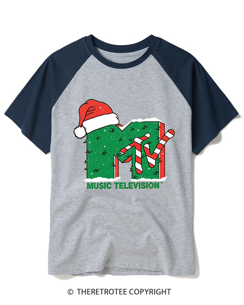 TheRetroTee Mtv Music Television 1980s Raglan Baseball T-Shirt