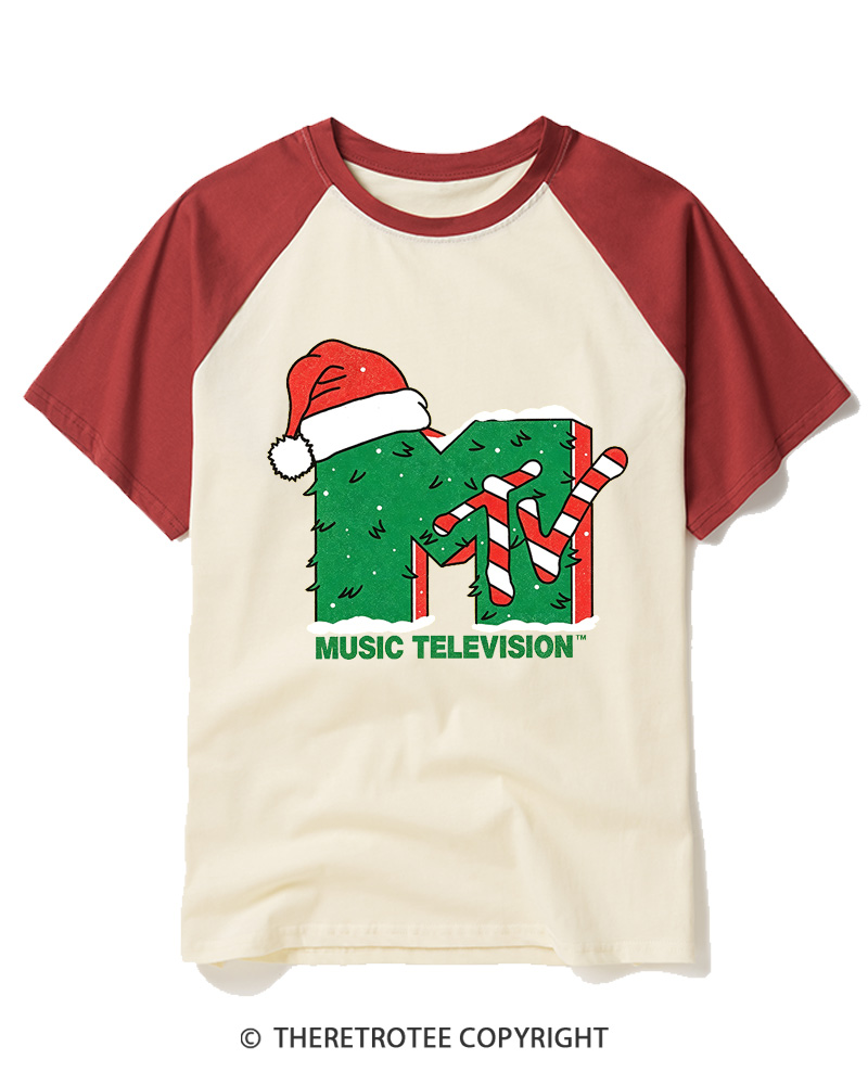 TheRetroTee Mtv Music Television 1980s Raglan Baseball T-Shirt
