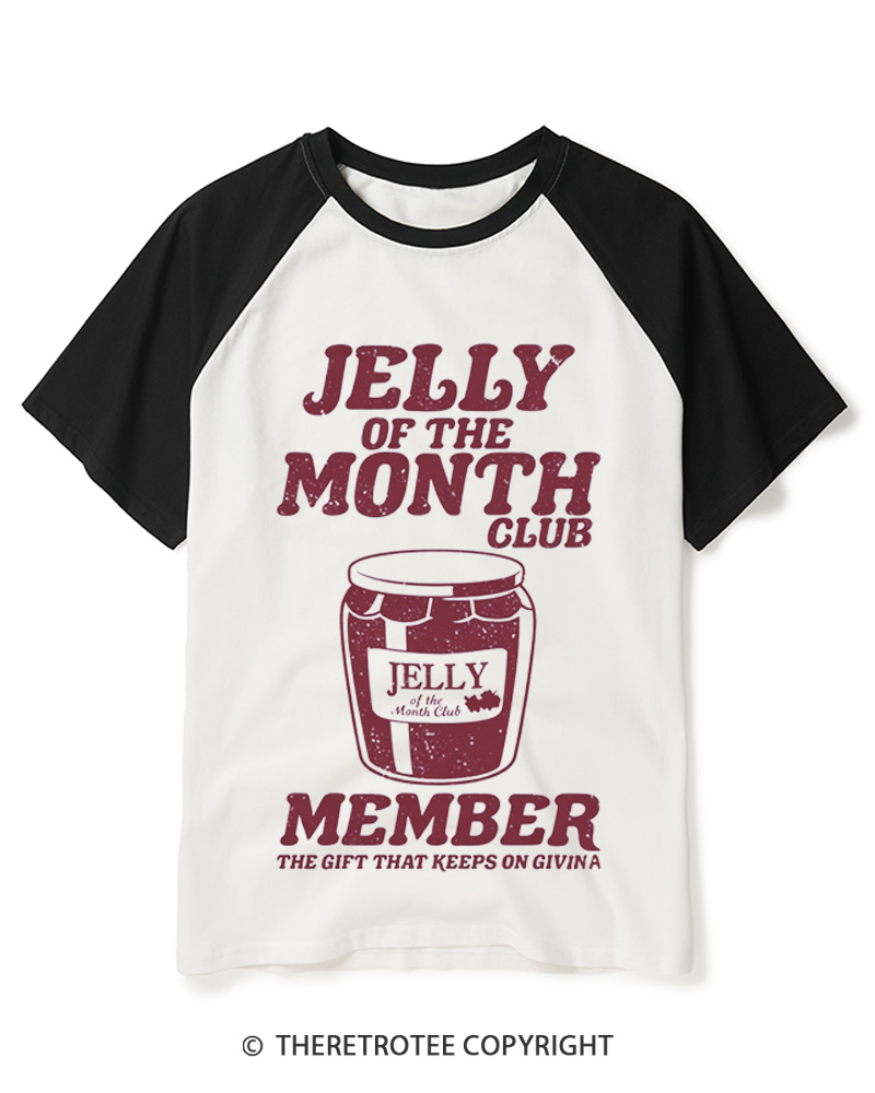 TheRetroTee Jelly Of The Month Club 1980s Raglan Baseball T-Shirt