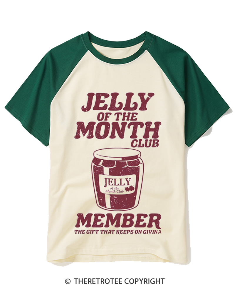 TheRetroTee Jelly Of The Month Club 1980s Raglan Baseball T-Shirt